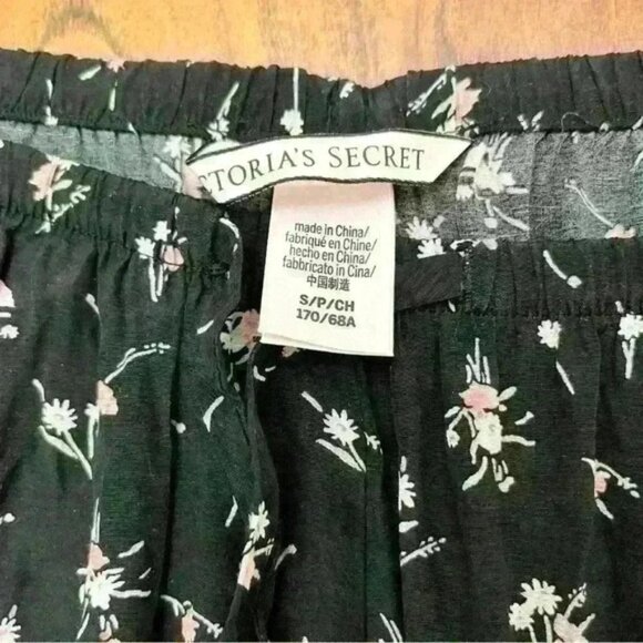 Victoria’s Secret Victoria Secret Black floral lace hem wide leg pants trousers - Picture 6 of 13